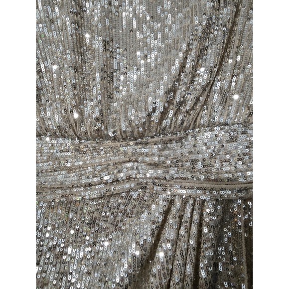 ELIZA J Womens‎ Nude/silver Sequin Draped Skirt Lined Long Sleeve Dress Size 4 - Picture 3 of 5